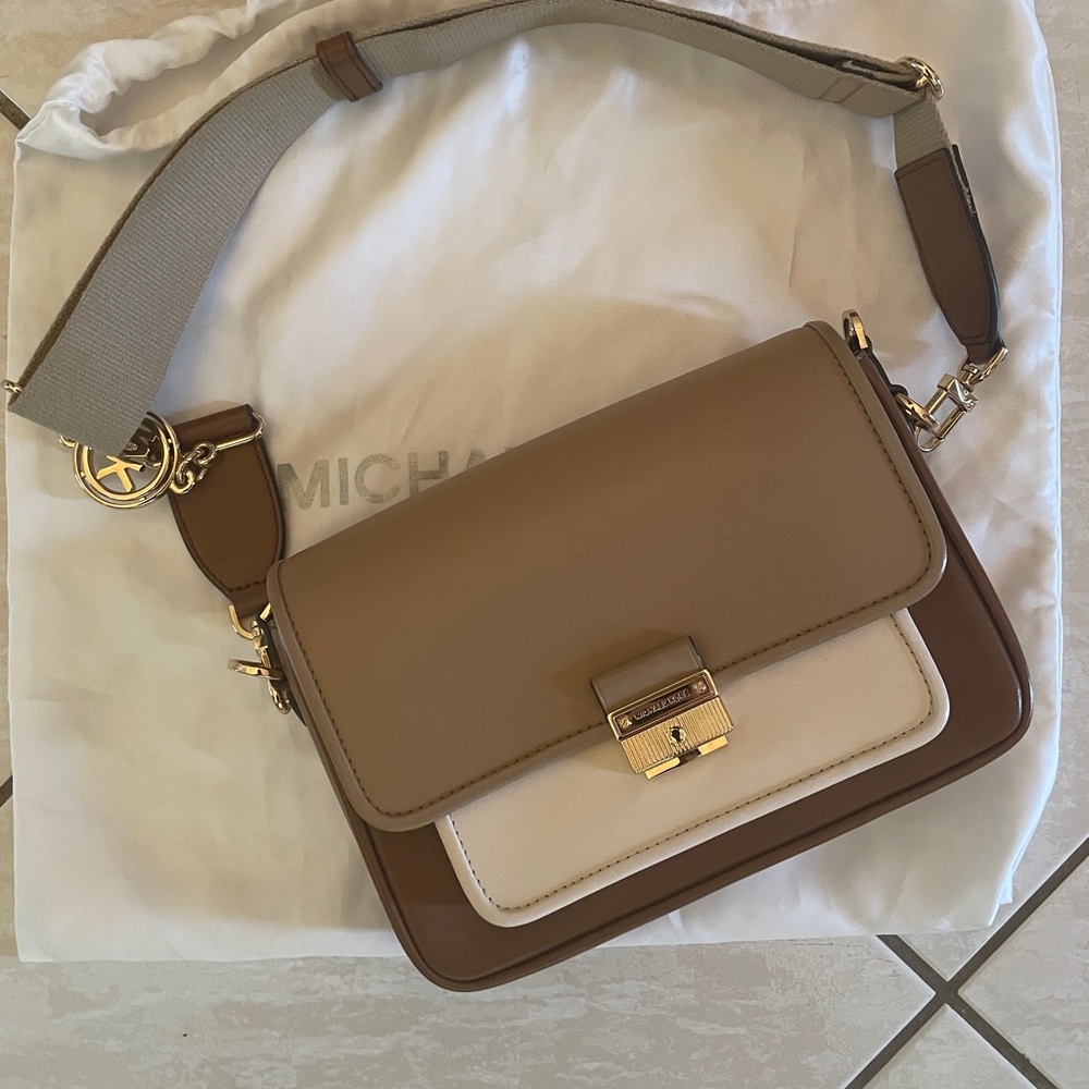 Michael Kors Brown and Cream Crossbody Bag